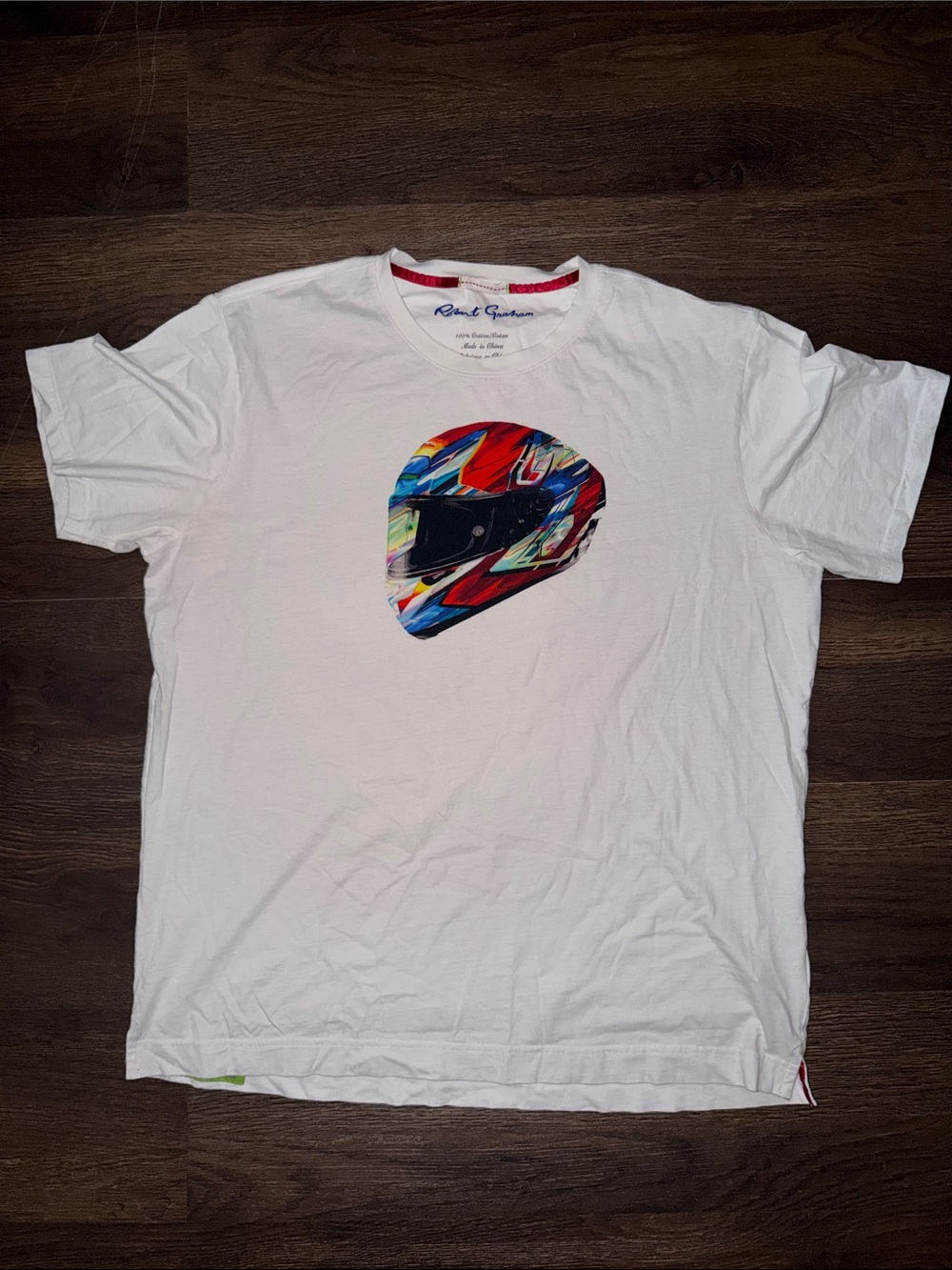 Robert Graham Mens Drift Racing Helmet
Graphic T-Shirt White Mens size XL/TG